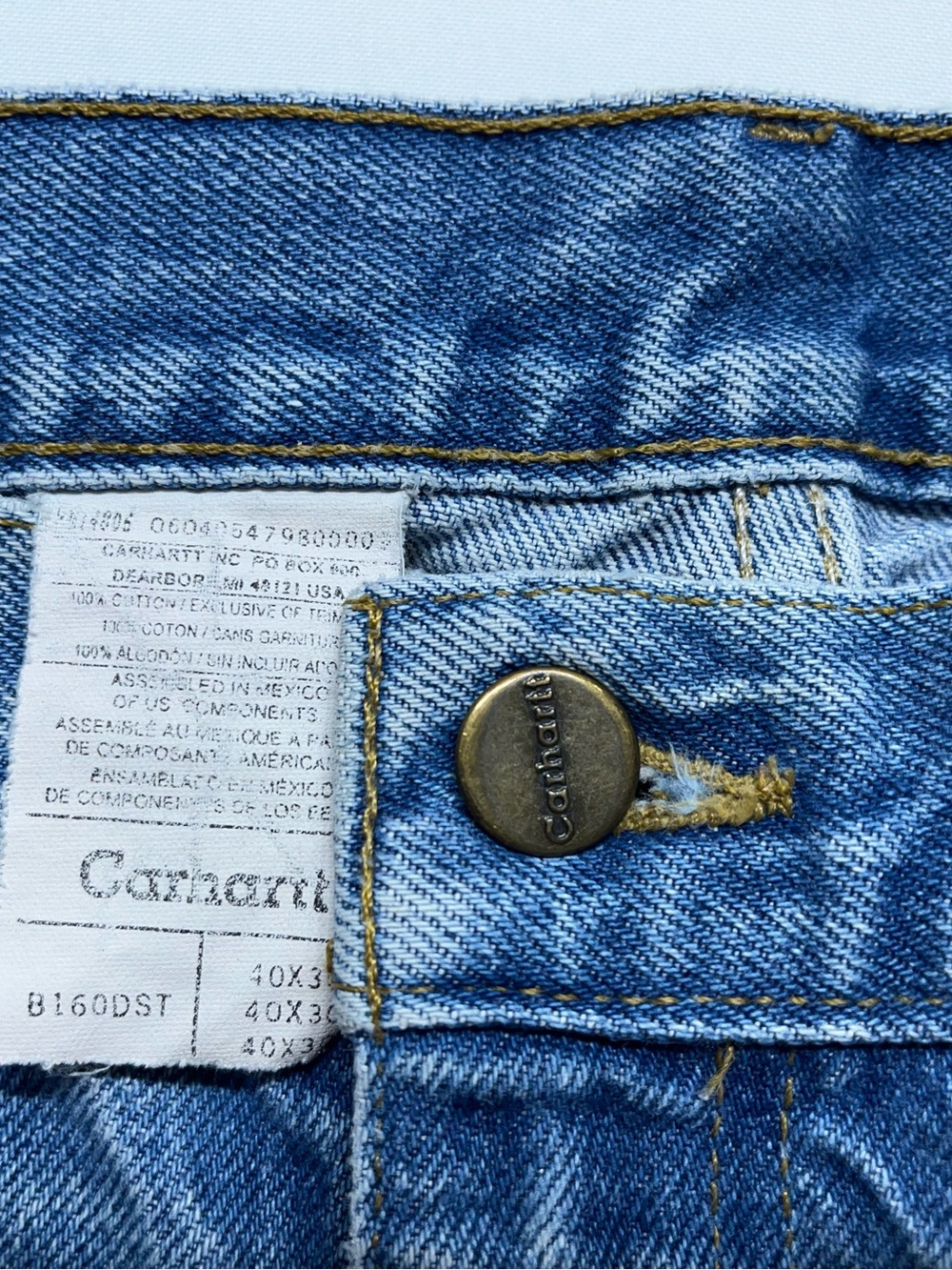 Carhartt B160 DST Blue Jeans Mens Size 40x30 Light Wash Wide Leg Denim - Picture 6 of 13
